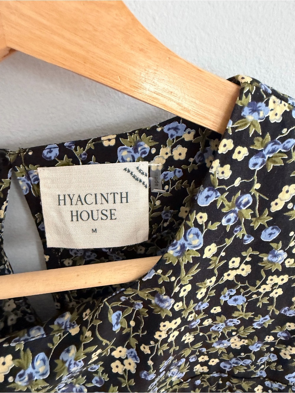 Hyacinth House Black & Blue Floral Quinn Mini Dress Grandmillenial Size M - Picture 3 of 5